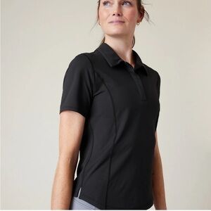 Athleta Black Large Advantage‎ Polo Workout Casual Top Spring 2023